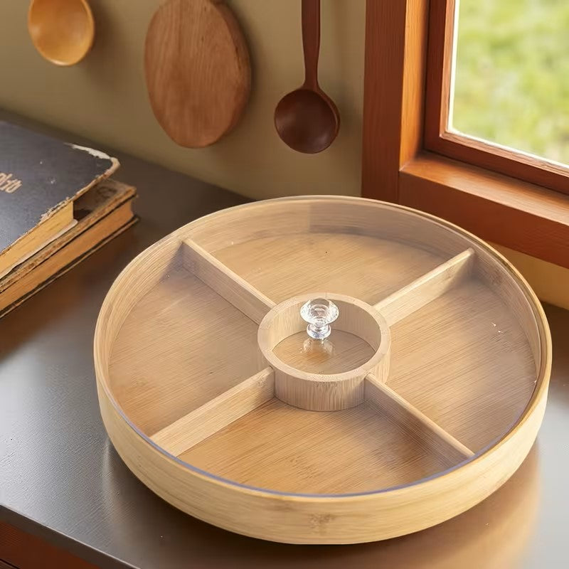 Дерев'яна менажниця з прозорою кришкою 30 см, 5 секцій,  Dim Wood